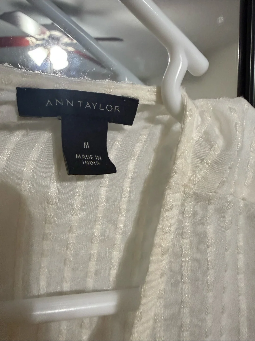 Ann Taylor white Short-Sleeve Tiered Lace-Trim Tunic